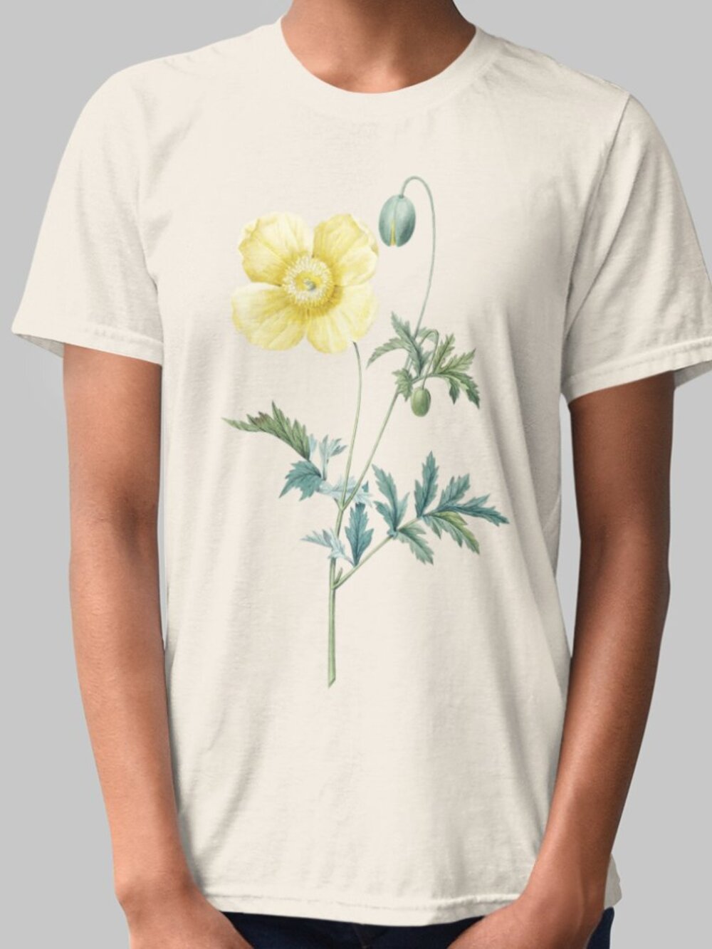 Welsh Poppy Vintage Floral Print Short Sleeve Graphic Tee T-shirt S-XXL